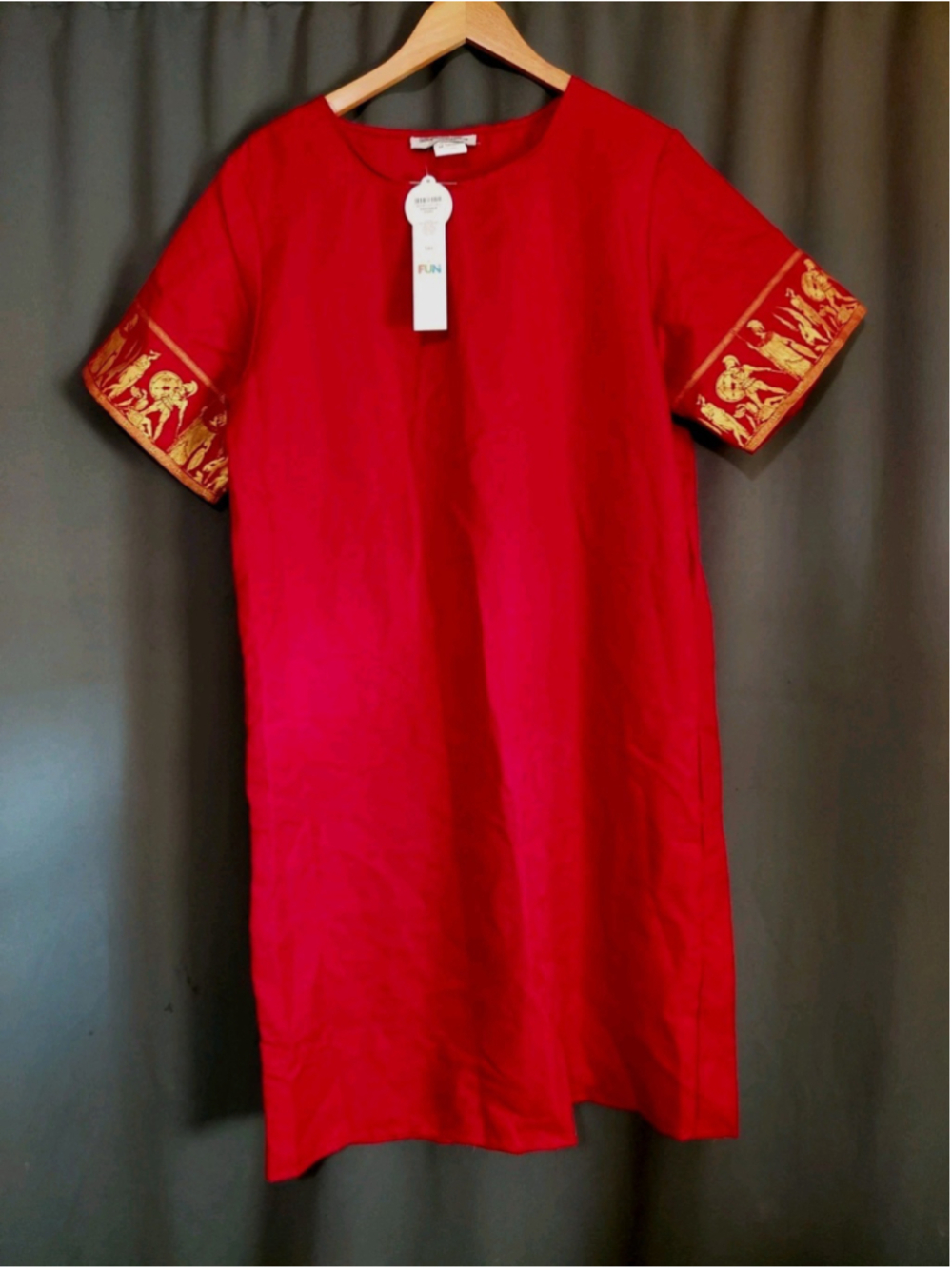 Mens Roman Halloween Cosplay Costume Red & Gold Shirt Dress Size Medium New